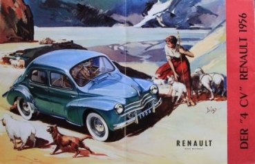 Renault 4 CV Modellprogramm 1956 Automobilprospekt (2534)